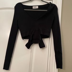 Black v neck sweater with cut outs!